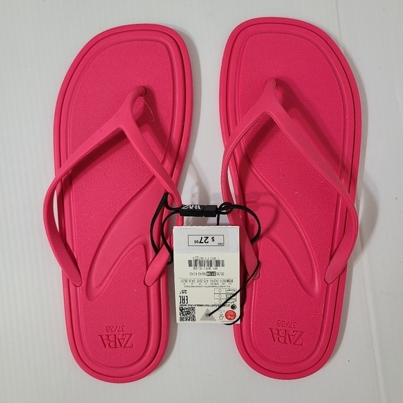 ZARA FLAT RUBBERISED SANDALS Pink SIZE 6.5 | 3670/110 S1 - Picture 6 of 7
